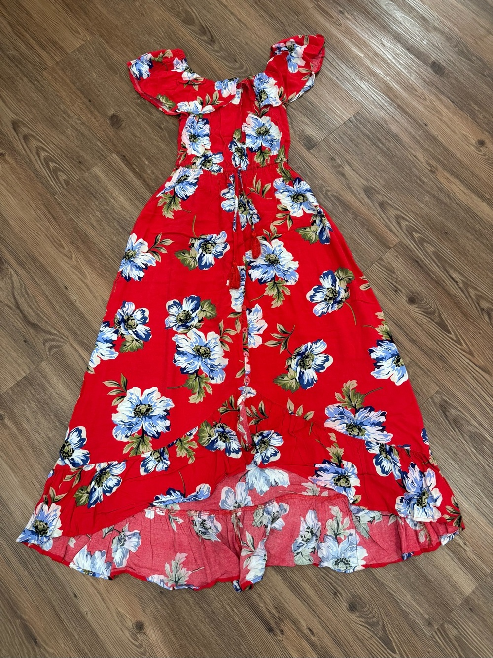 Floral Maxi Dress Red Size S